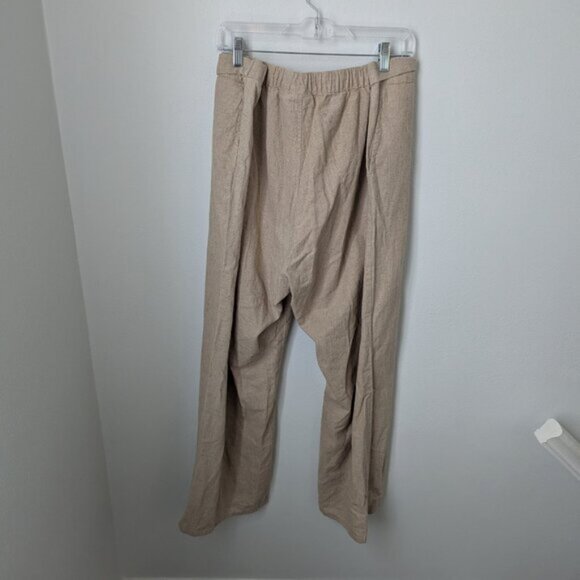 Vermont Country Store Women's Linen/Cotton Belted Tan Trousers, 2X - Picture 4 of 5